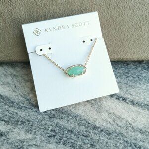 NEW Kendra Scott Elisa Gold Chalcedony Glass Pendant Necklace Authentic